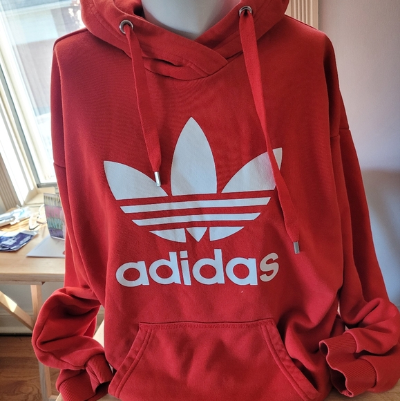 Men's Addias Red Hoodie Size Small - Picture 1 of 7